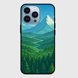 Чехол iPhone 13 Pro Горный пейзаж - пиксель арт