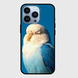 Чехол iPhone 13 Pro Волнистый попугай - синий