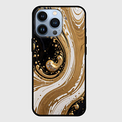Чехол iPhone 13 Pro Черный агат и жидкое золото