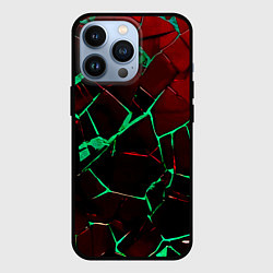 Чехол iPhone 13 Pro Битые плиты тёмно-красный с зелёным