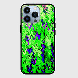 Чехол iPhone 13 Pro Ярко-зелёный стекающая абстаркция