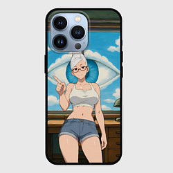 Чехол iPhone 13 Pro Dandadan Seiko в комнате указывает