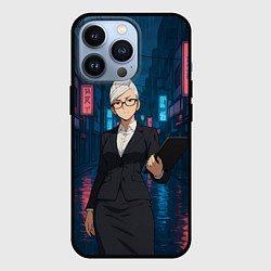 Чехол iPhone 13 Pro Dandadan Seiko в городе с планшетом