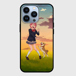 Чехол iPhone 13 Pro Сиратори Айра играет с песиком - Дандадан