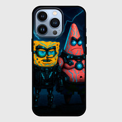 Чехол iPhone 13 Pro Спанч Боб и Патрик киберпанк