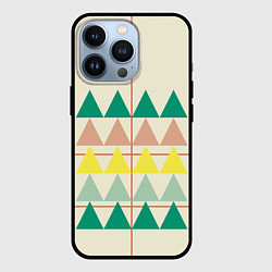 Чехол для iPhone 13 Pro Абстрактный лес - треугольники на светлом, цвет: 3D-черный