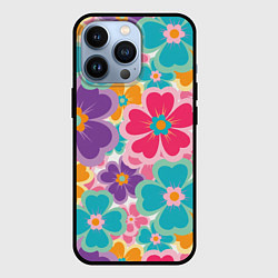 Чехол iPhone 13 Pro Яркий цветочный калейдоскоп - узор в стиле ретро