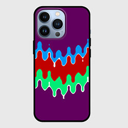 Чехол iPhone 13 Pro Фиолетовый с искажёнными абстрактными полосами