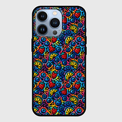 Чехол iPhone 13 Pro Тропические ягоды и фрукты паттерн