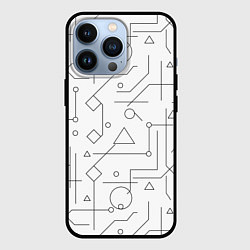 Чехол iPhone 13 Pro Техно-Геометрия на белое