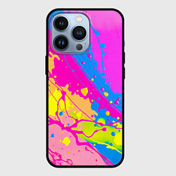 Чехол iPhone 13 Pro Яркая абстракция из розовых и голубых красок