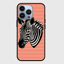 Чехол iPhone 13 Pro Зебра на оранжевых полосах