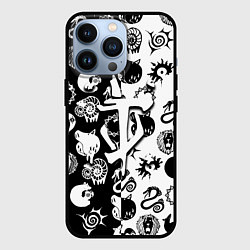 Чехол iPhone 13 Pro Doom anime black pattern