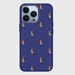 Чехол iPhone 13 Pro Клевая птица удод на фиолетовом фоне