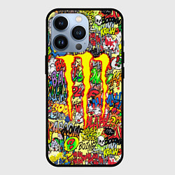 Чехол для iPhone 13 Pro Monster energy sticker grafity, цвет: 3D-черный