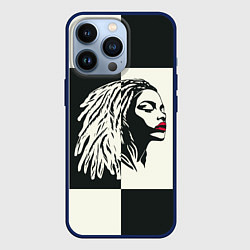 Чехол iPhone 13 Pro Девушка с дредами на темно-зеленом