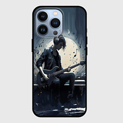 Чехол iPhone 13 Pro Играющий на гитаре в свете Луны музыкант