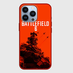 Чехол для iPhone 13 Pro Солдат и самолеты Battlefield 6, цвет: 3D-красный