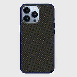 Чехол для iPhone 13 Pro Ромбы на сером, цвет: 3D-тёмно-синий