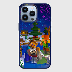 Чехол iPhone 13 Pro Новый год в Майнкрафт