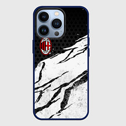 Чехол для iPhone 13 Pro ФК Милан - белый затёртый, цвет: 3D-тёмно-синий