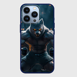 Чехол для iPhone 13 Pro Агрессивный волк боец, цвет: 3D-тёмно-синий