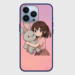 Чехол iPhone 13 Pro Девочка обнимает зайцика в аниме