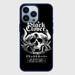 Чехол iPhone 13 Pro Черный клевер череп