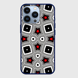 Чехол для iPhone 13 Pro Звезды в геометрической абстракции, цвет: 3D-тёмно-синий