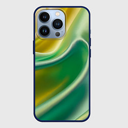 Чехол iPhone 13 Pro Шелк зеленый с желтым
