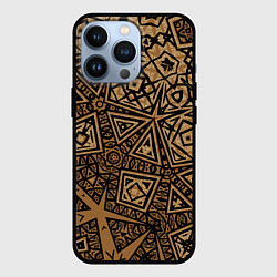 Чехол iPhone 13 Pro Золотая метаморфоза на черном