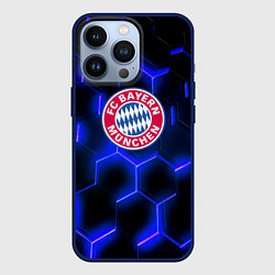 Чехол для iPhone 13 Pro FC Bayern Mnchen соты, цвет: 3D-тёмно-синий