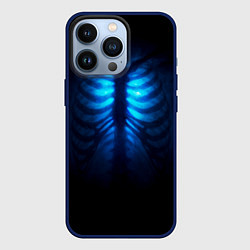 Чехол для iPhone 13 Pro Душа синяя - позвоночник и рёбра просвечиваются, цвет: 3D-тёмно-синий
