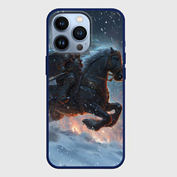 Чехол iPhone 13 Pro Всадник на лошади в снежную бурю