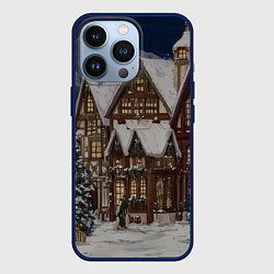 Чехол для iPhone 13 Pro Новогодние дома, цвет: 3D-тёмно-синий