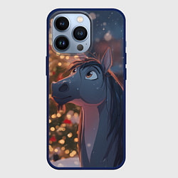Чехол iPhone 13 Pro Лошадка на фоне новогодней елки
