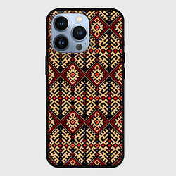 Чехол для iPhone 13 Pro Славянский вышивной орнамент макошь, цвет: 3D-черный