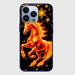 Чехол для iPhone 13 Pro Пылающая лошадь, цвет: 3D-тёмно-синий
