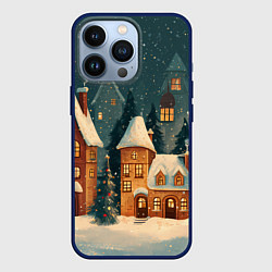 Чехол для iPhone 13 Pro Сказочный Новогодний городок, цвет: 3D-тёмно-синий