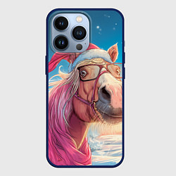 Чехол iPhone 13 Pro Новогодняя лошадь в очках