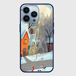 Чехол для iPhone 13 Pro Милый новогодний дворик, цвет: 3D-тёмно-синий