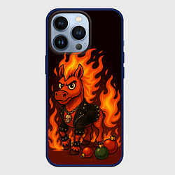 Чехол для iPhone 13 Pro Огненный конь 26, цвет: 3D-тёмно-синий