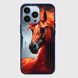 Чехол iPhone 13 Pro Огненная лошадь на сером