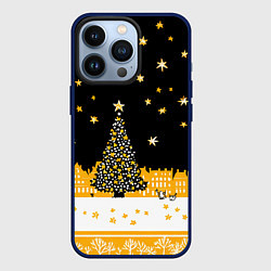 Чехол iPhone 13 Pro Новый год в черно-желтом стиле