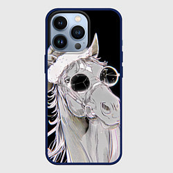 Чехол iPhone 13 Pro Новогодняя лошадь в круглых очках
