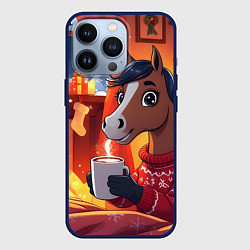 Чехол для iPhone 13 Pro Лошадка зимним вечером, цвет: 3D-тёмно-синий
