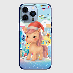 Чехол iPhone 13 Pro Лошадка с новогоднем венком