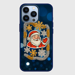 Чехол iPhone 13 Pro Дем Мороз и новогодняя гирлянда
