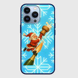 Чехол iPhone 13 Pro Санта летит на пробке шампанского