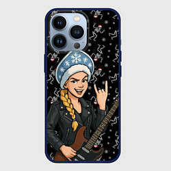 Чехол iPhone 13 Pro Снегурочка с гитарой - Рок
